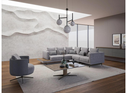 Nouveau canapé rembourré en textile pour suite de luxe en forme de L, meubles pour salon, table basse.