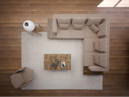 Salon Meubles de designer Suite de luxe Canapé d'angle Forme L Table basse