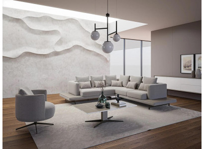 Canapé d'angle design en L Meubles rembourrés Salon de luxe Table basse Mobilier