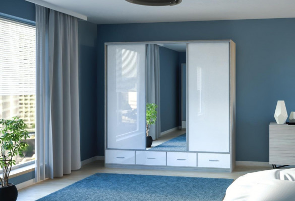 Armoire Armoire Unité murale Chambre Adulte Couleur Blanc Mobilier neuf