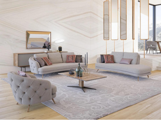 Upholstery Living room 4-piece suite Chesterfield three-seater sofas luxury armchair Mobilier rembourré salon 4 pièces, Chesterfield canapé trois places, fauteuil de luxe