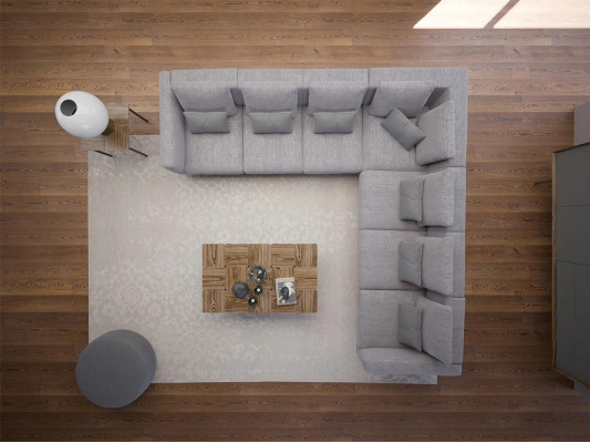 nouveau Canapé d'angle complet en forme de L en textile Mobilier du salon en bois Table basse