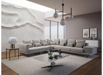 Designer Sofa Sofa Canapé d'angle Canapé en L-Forme Tissu Rembourrage Suite Table basse de salon