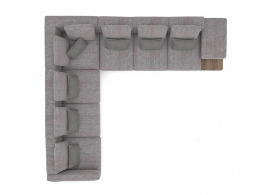 Luxus-Set Wohnzimmer Textil-Gepolstertes Sofa L-Form Holz Couchtisch mit Beistelltisch