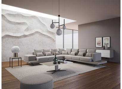 Salon Meubles rembourrés Gris Canapé d'angle Forme en L Table basse Table d'appoint