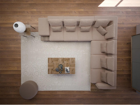 Ensemble de salon design 3 pièces Meubles rembourrés Canapé d'angle en L-forme Table basse en bois neuf