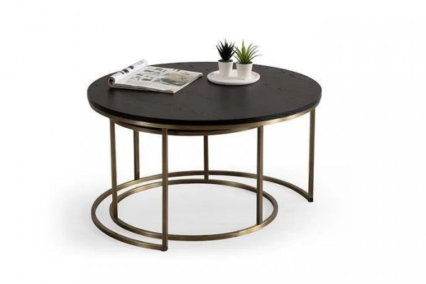 Tables basses 2 parties dessus et dessous métal laiton pieds haute qualité salon