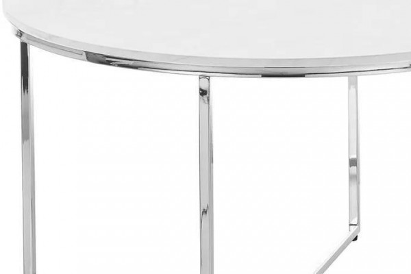 Luxueuses jambes de table blanc métal argenté pour le salon moderne.