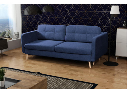 Canapé-lit Luxe Canapé Designer 3 Places Mobilier Tissu Bleu et Canapé d'angle