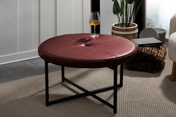 Table basse en cuir de haute qualité neuve de salon de salon neuve brun châtaigne