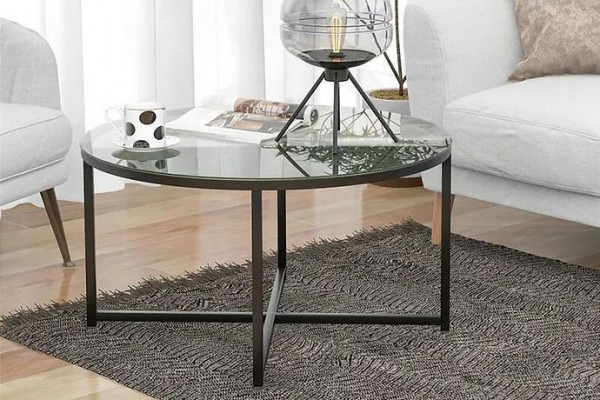 Table basse Salon de luxe Mobilier de salle à manger Verre + Métal Noir de haute qualité