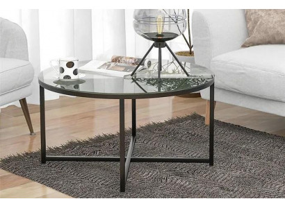 Table basse Salon de luxe Mobilier de salle à manger Verre + Métal Noir de haute qualité