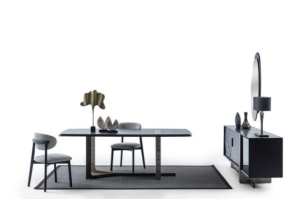 Salle à manger 7 pièces. Ensemble Table à manger Bahut Miroir 4x Chaises Design Moderne
