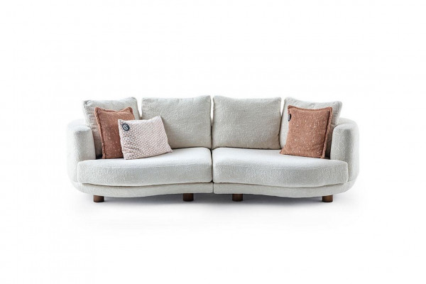 Designer Moderne Wohnzimmer 3-Sitzer Sofa Weiß Einfarbig Luxus Stil Stoff Sofa