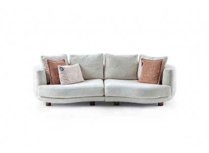 Designer Moderne Wohnzimmer 3-Sitzer Sofa Weiß Einfarbig Luxus Stil Stoff Sofa