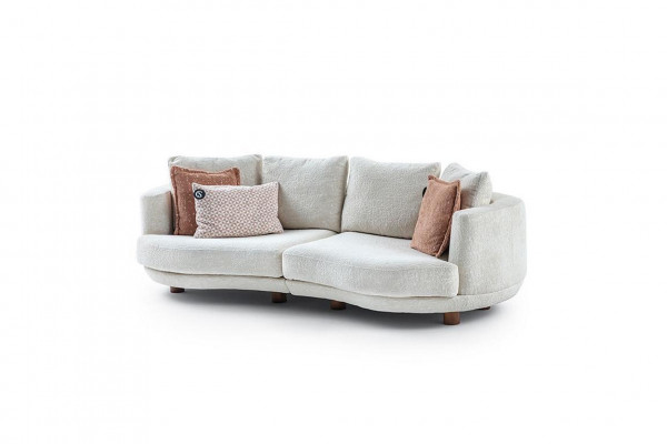 Designer Moderne Wohnzimmer 3-Sitzer Sofa Weiß Einfarbig Luxus Stil Stoff Sofa