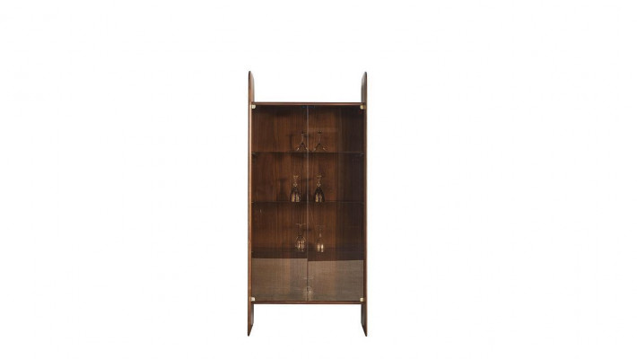 Vitrine Armoire de Luxe Style Bois Marron Verre Nouveaux Armoires Vitrées