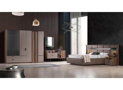 Exquis ensemble de chambre à coucher Lit 2 Tables de chevet Coiffeuse Armoire nouvel
