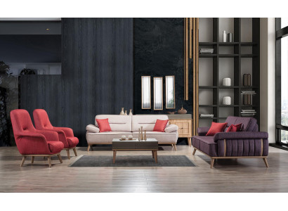 Élégant ensemble multicolore dans le salon ensemble 2x canapés 3 places et 2x fauteuils