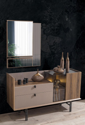 Ensemble de chambre moderne Lit parfait 2x tables de chevet et une coiffeuse