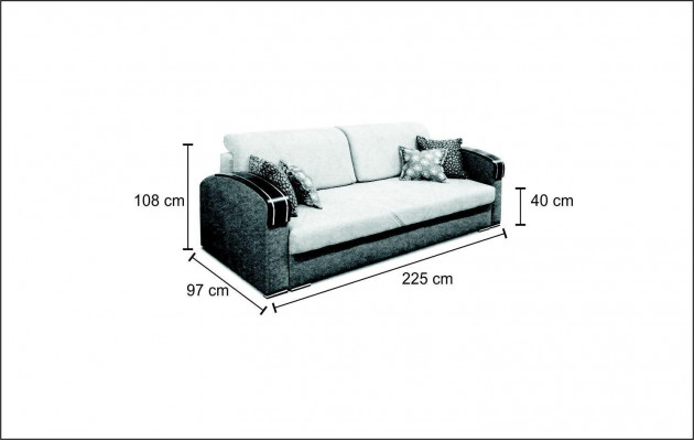 Canapé design de luxe 3 places mobilier rembourré en tissu gris Bois Canapé lit neuf