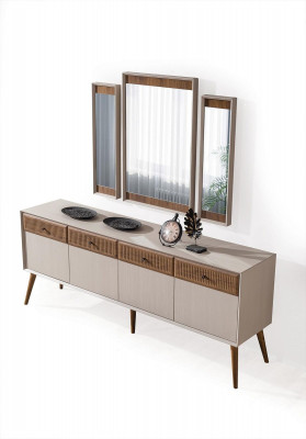 Nouveauté dans la salle à manger Ensemble moderne composé d'un buffet et 3 miroirs.