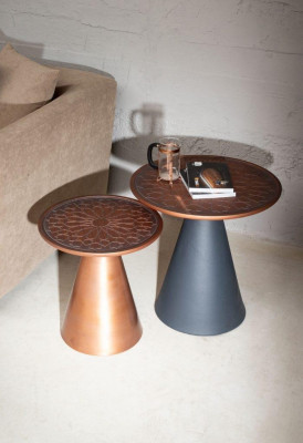 Tables d'appoint multicolores de haute brillance ensemble de 2 rondes Luxueux salon