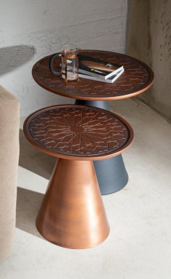 Tables d'appoint multicolores de haute brillance ensemble de 2 rondes Luxueux salon