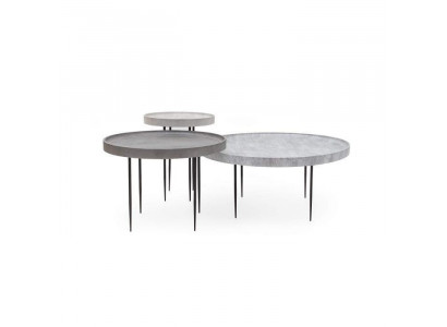 Trio de tables basses en bois naturel, respectueux de l'environnement pour le salon