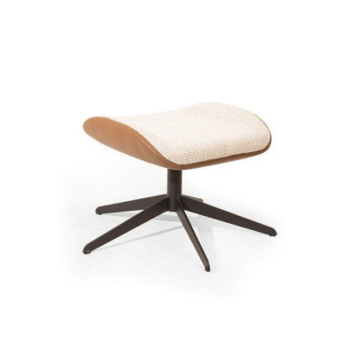 Élégant Tabouret moelleux en imitation cuir de couleur beige - Meuble parfait pour le salon