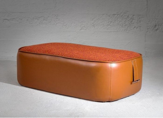 Parfait Tabouret Souple en Imitation Cuir de Couleur Orange Élégant pour le Salon