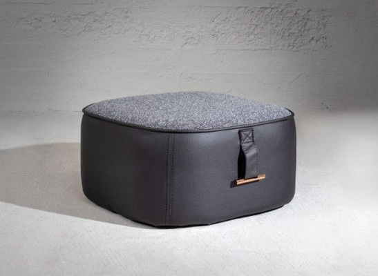 Élégant Tabouret en imitation cuir gris doux Mobilier parfait pour le salon