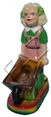 Fille design avec statue de jardin de brouette Sculpture Figures Sculptures nouvelle
