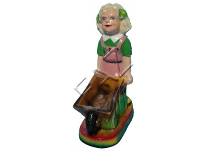 Fille design avec statue de jardin de brouette Sculpture Figures Sculptures nouvelle