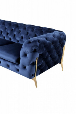 Canapé Chesterfield Canapé Rembourrage XXL Ensemble Textile 3+3 Canapés designer Bleu