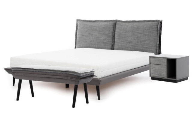 Lit Gris Beau Design Moderne Lits de Luxe Élégant Chambre Élégant Mobilier