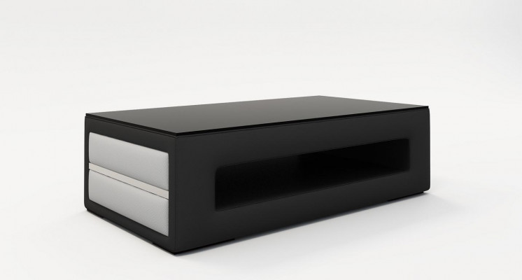 Design Table Basse en Verre Table Basse Canapé Canapé Tables Latérales en Cuir Rembourré Table