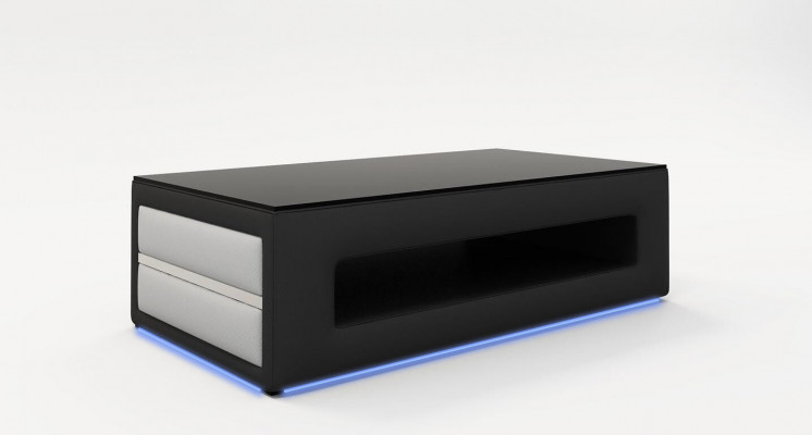 Design Table Basse en Verre Table Basse Canapé Canapé Tables Latérales en Cuir Rembourré Table