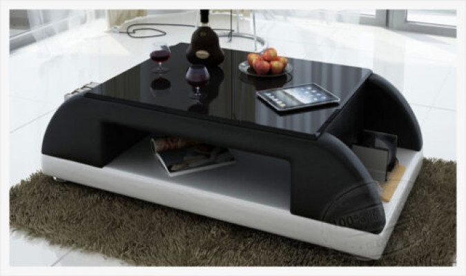 Revêtement de canapé moderne en cuir Table de verre latérale du salon Tables en verre