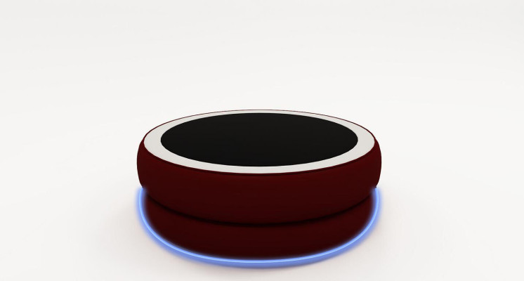 Table basse ronde en verre pour salon, table de canapé en cuir moderne avec rembourrage sur le côté