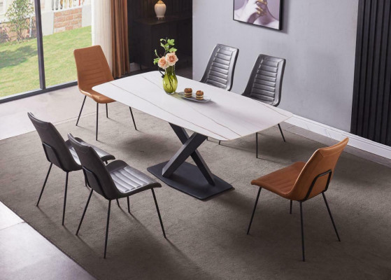 Tables de salle à manger de luxe Table en acier Table de salle à manger Meubles modernes en acier inoxydable neufs