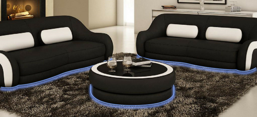 Table basse ronde Table d'appoint Tables Table Canapé Canapé Table ronde Cuir