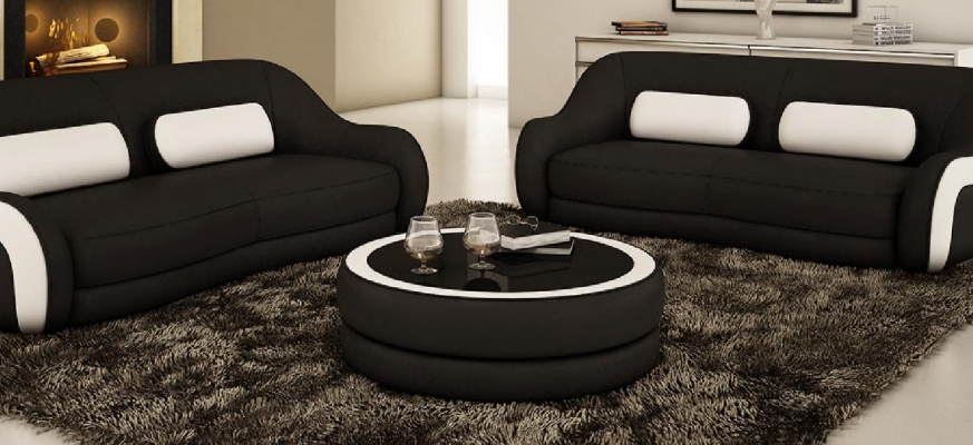 Table basse ronde Table d'appoint Tables Table Canapé Canapé Table ronde Cuir