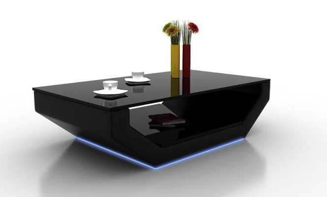 Espace de design Table en verre en cuir de luxe pour salon Table de canapé Tables d'appoint