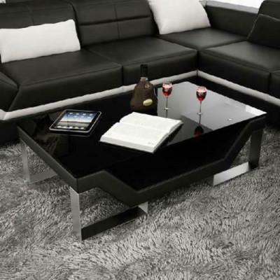 Table de canapé Table de design en verre Salon Canapé en cuir Table basse Side Sofa Coffee