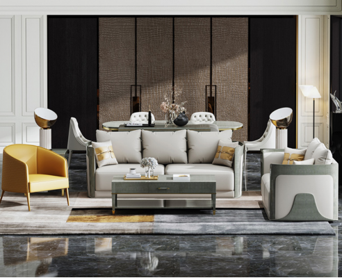 Élégant salon gris canapé ensemble 3+2 places canapés en cuir mobilier exclusif.