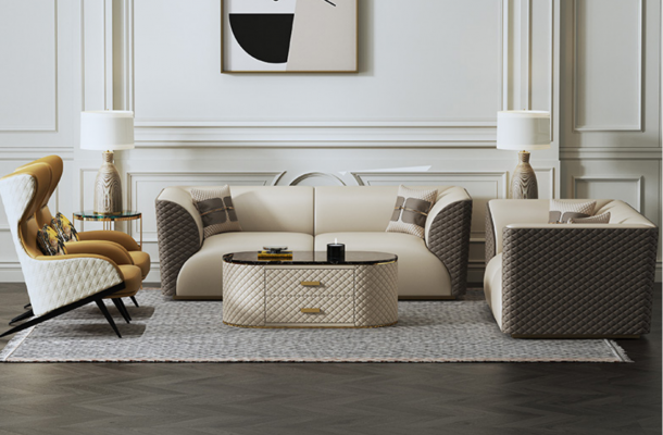 Suite de sofa 3+2 places Table basse Table d'appoint Paysage de vie Canapé Canapé 3 pièces