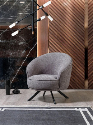 Fauteuil Luxe Canapé Une Place en Tissu Gris Tissu d'Ameublement Mobilier