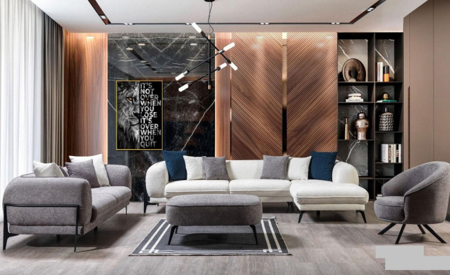Fauteuil Luxe Canapé Une Place en Tissu Gris Tissu d'Ameublement Mobilier