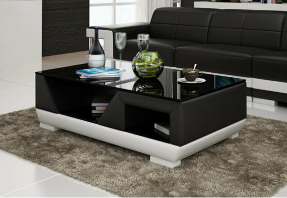 Table basse en cuir de designer de luxe classique pour salon de canapé décoratif